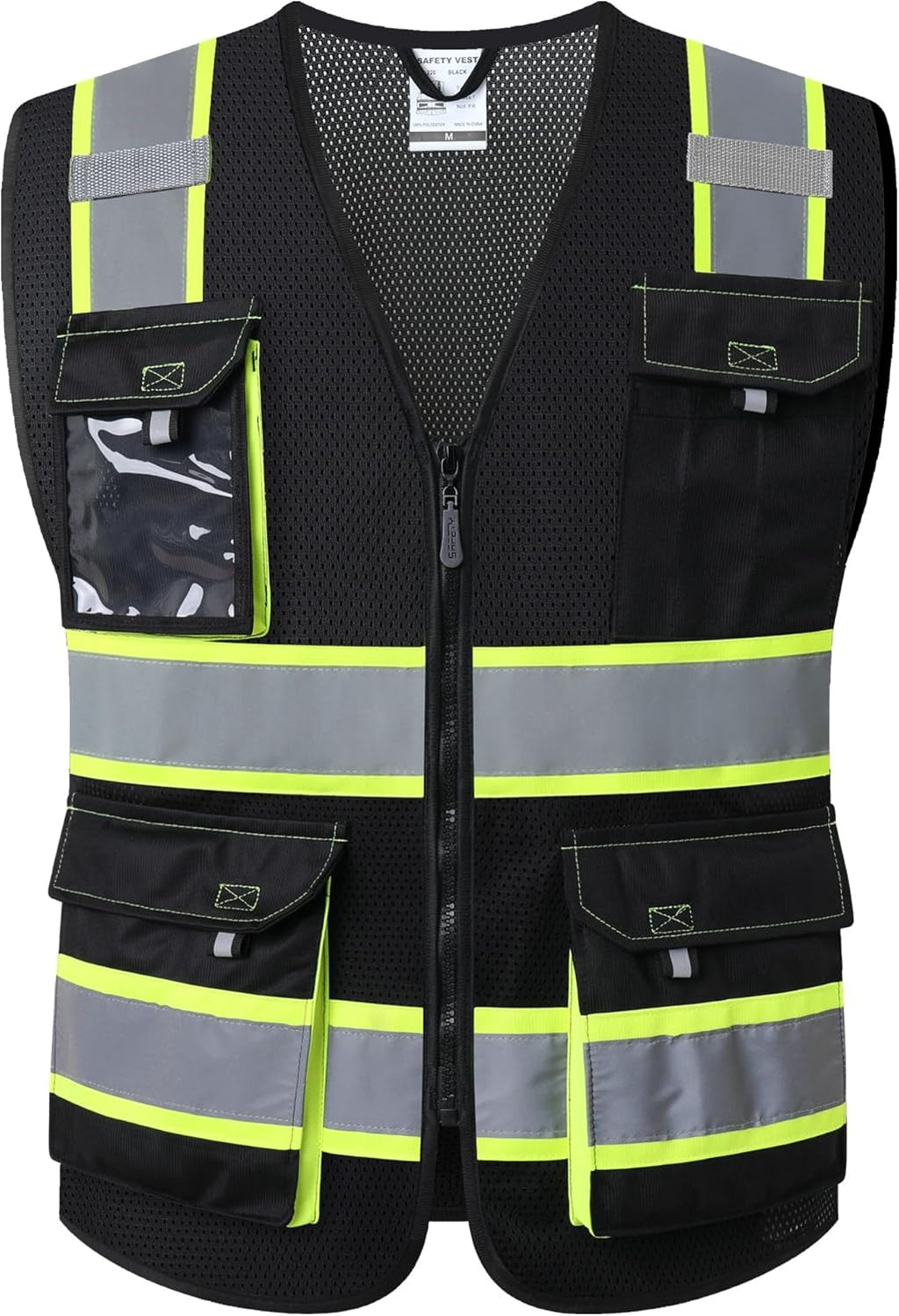 Safety Vest for Men Women Hi Vis Reflective Vest JK220 Black 5XL
