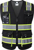 Safety Vest for Men Women Hi Vis Reflective Vest JK220 Black 5XL