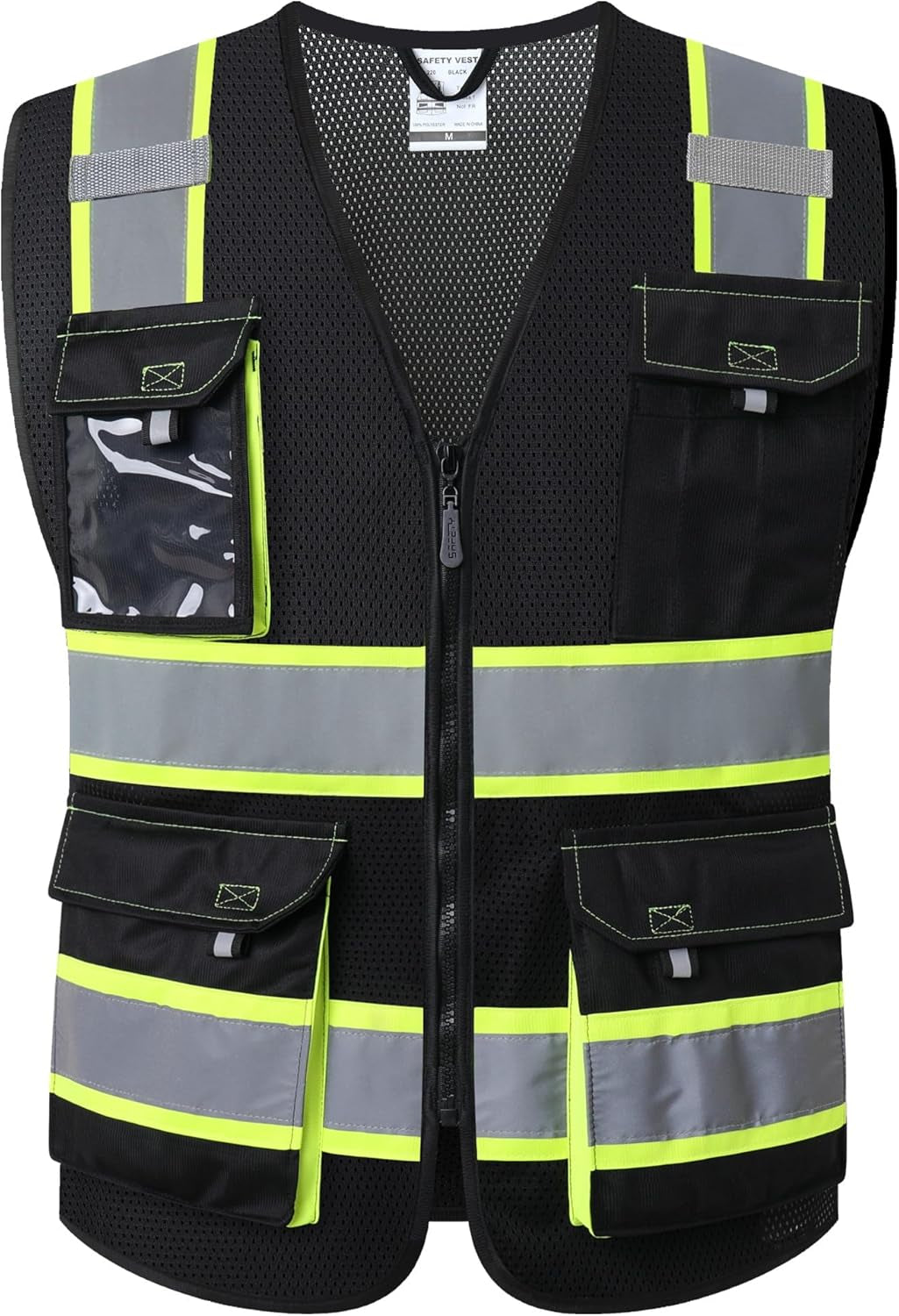 Safety Vest for Men Women Hi Vis Reflective Vest JK220 Black 5XL
