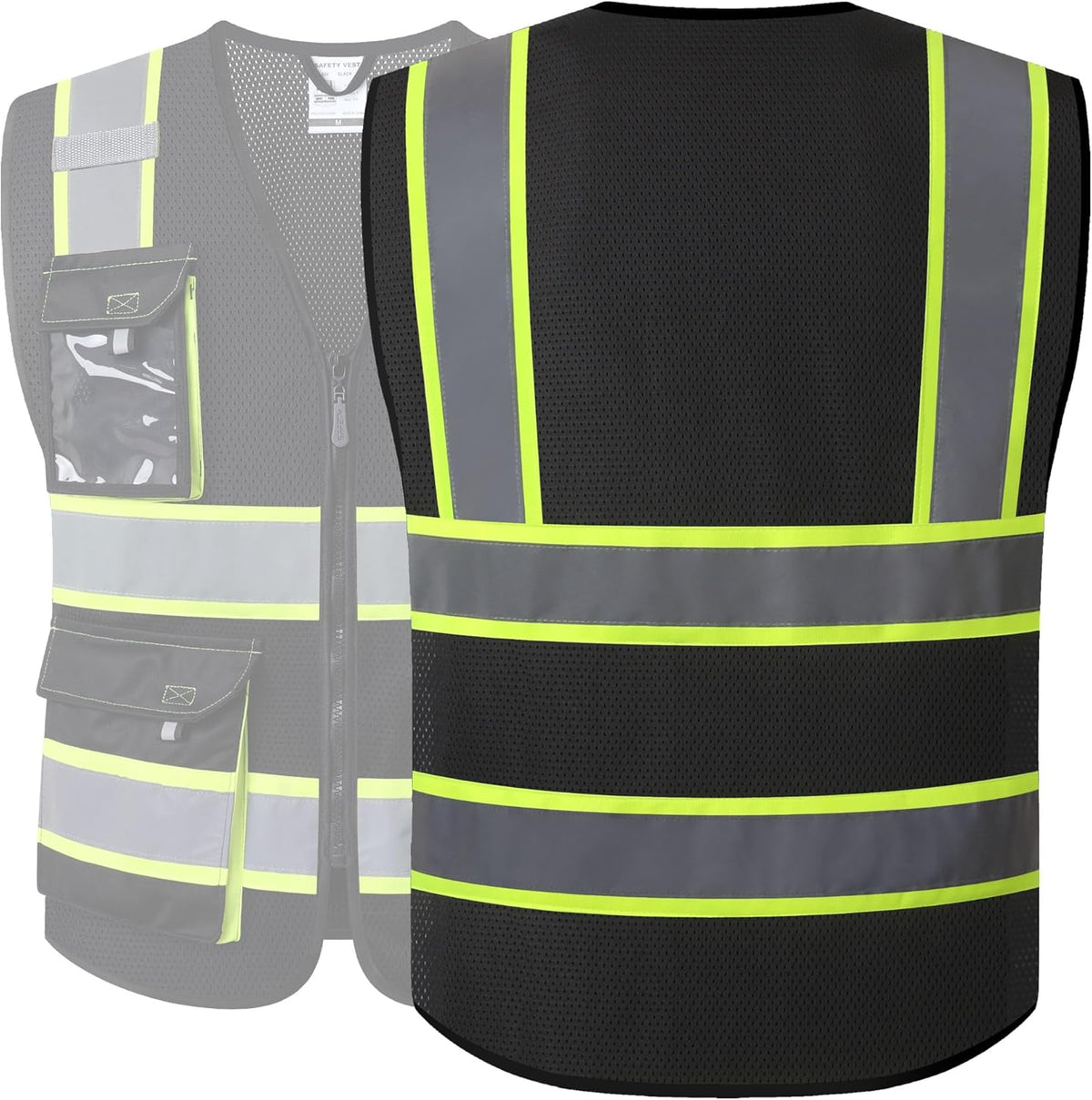 Safety Vest for Men Women Hi Vis Reflective Vest JK220 Black 5XL