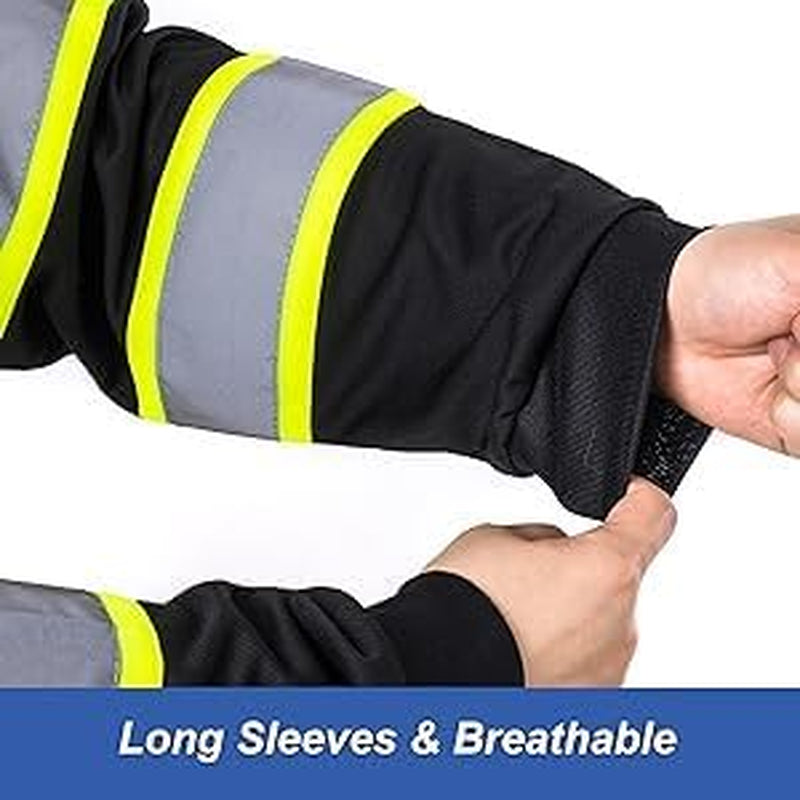 Hi Vis Class 3 T Shirt Reflective Safety Black Short Long Sleeve HIGH Visibility 39 55