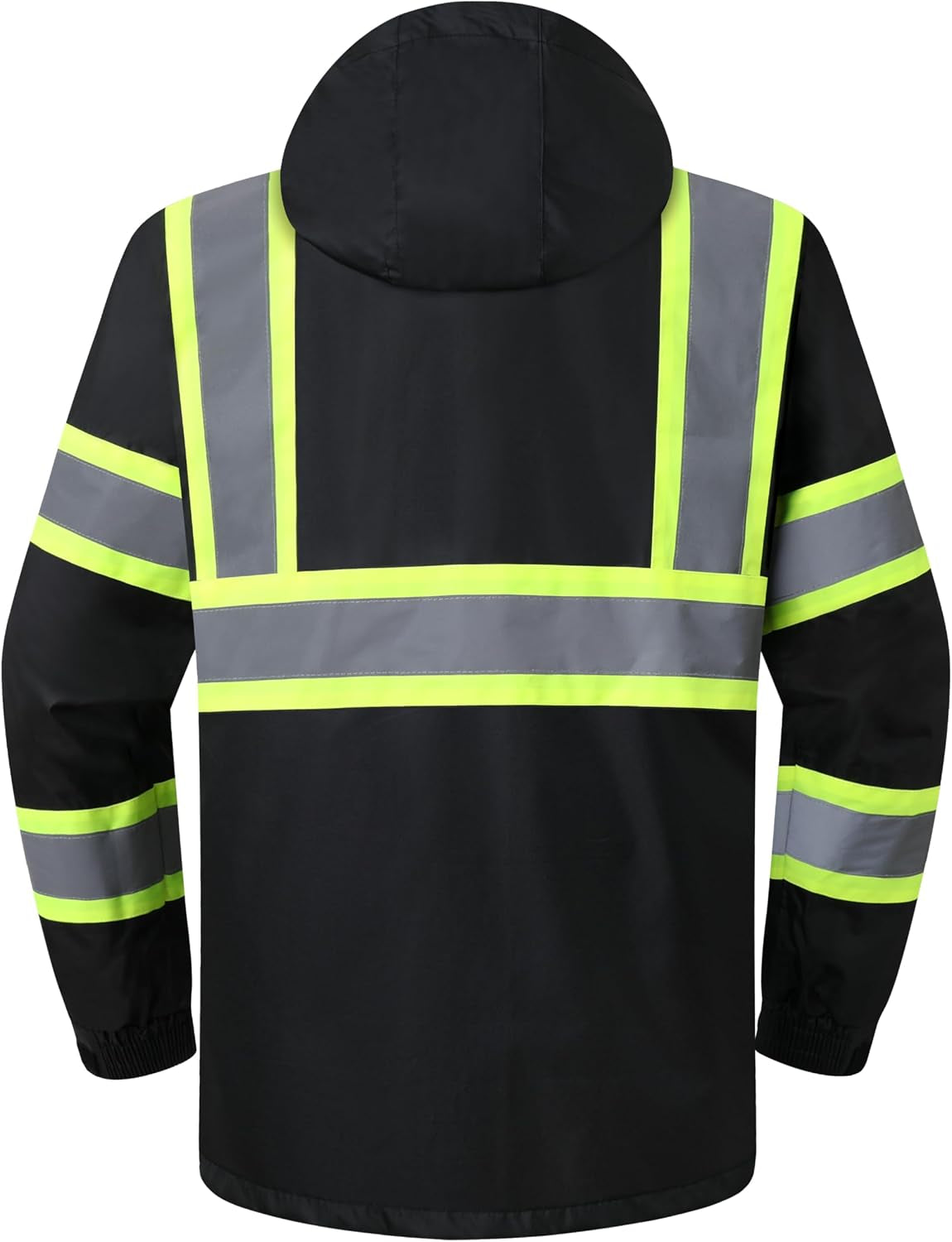 Stay Dry and Visible: Hi-Vis Waterproof Rain Jacket for Men and Women in Black - XL