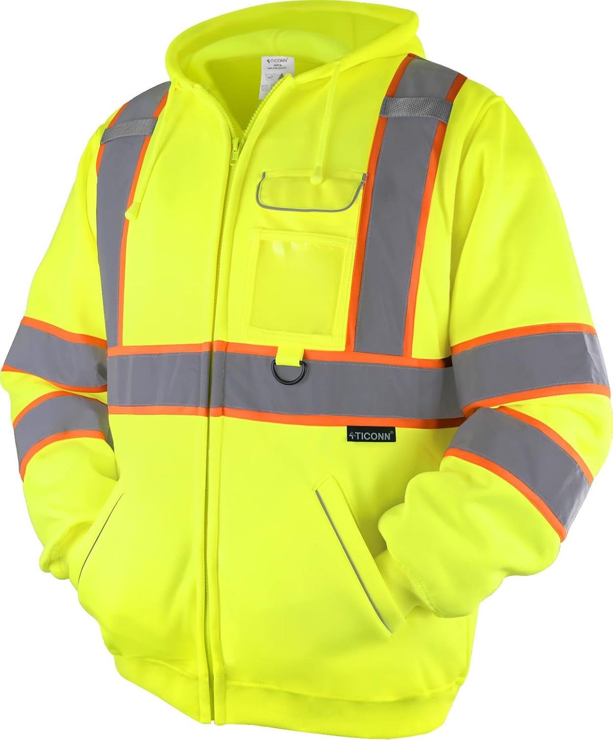 Hi Vis Safety Hoodie, ANSI Class 3 Reflective Fleece Sweatshirt