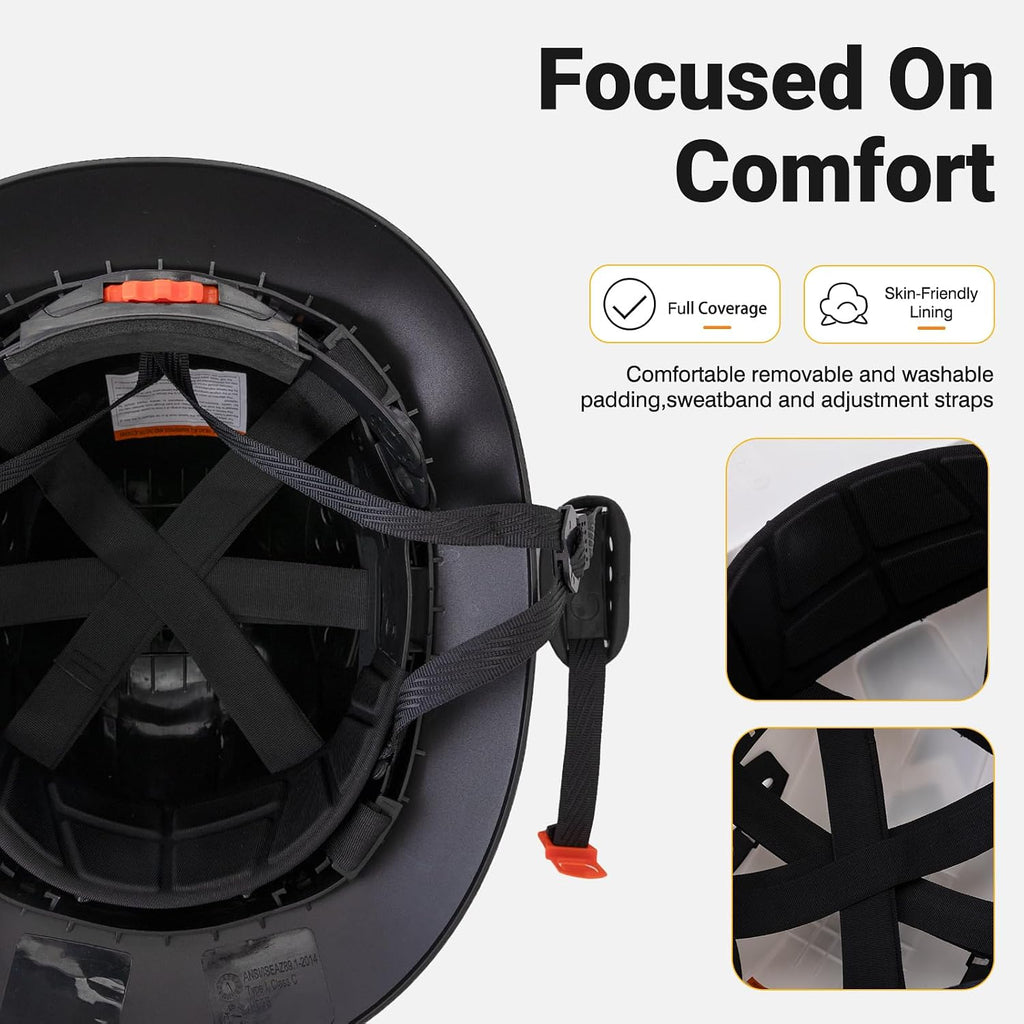 Premium Full Brim Hard Hat - OSHA Approved Construction Helmet with Adjustable Vents for Ultimate Comfort and Safety