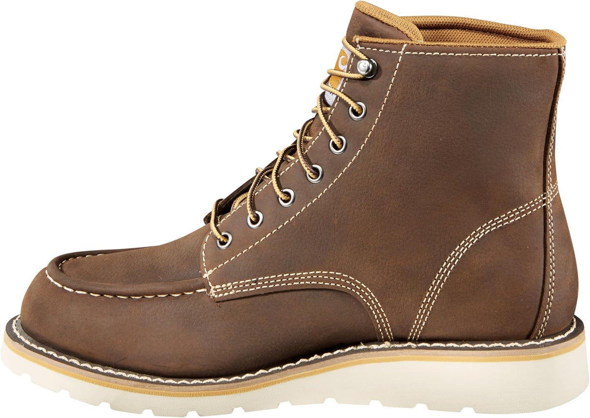 Men'S 6” Moc Toe Waterproof Work Boots - Oil-Tanned Leather Boots with Fastdry Lining, Dual-Density Rubber Wedge Traction Outsole, EH Rated