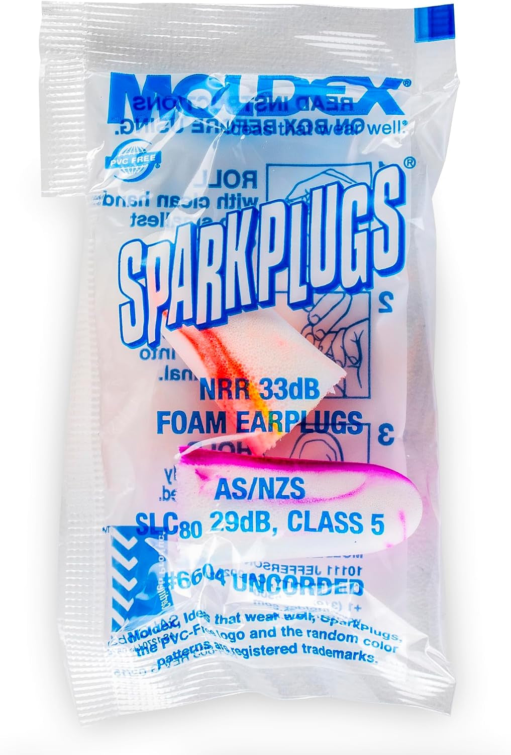 200 Pairs  6604 Sparkplugs Disposable Ear Plug Uncorded NRR 33