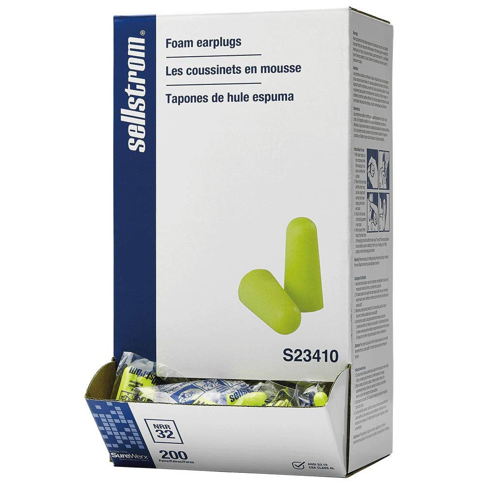 Disposable Uncorded Foam Ear Plugs, 32Db NRR, Hi-Viz Green (Pack of 200), S23410