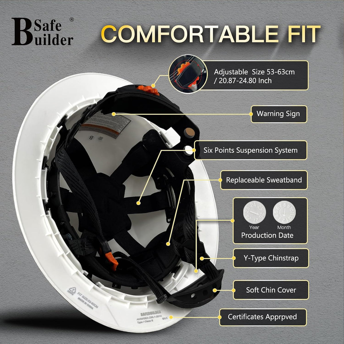 Premium Full Brim Construction Hard Hat with Ventilation - ANSI Certified Safety Helmet in Stylish Carbon Fiber Design