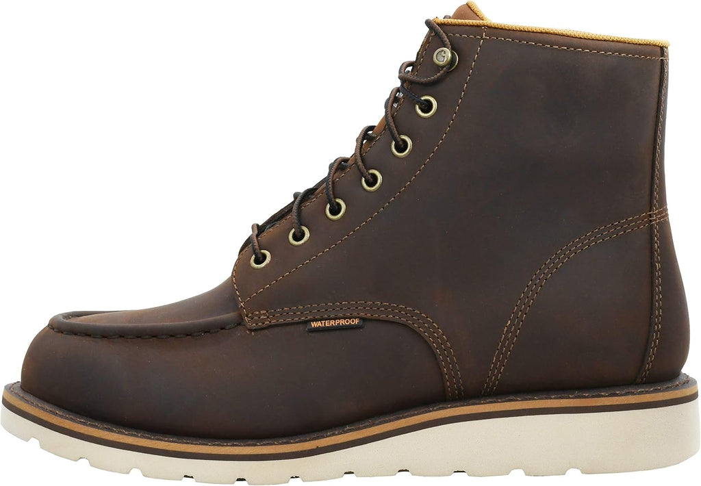 Men's 6" Moc Toe Waterproof Work Boots - Durable Oil-Tanned Leather with FastDry Lining for Ultimate Comfort and Traction
