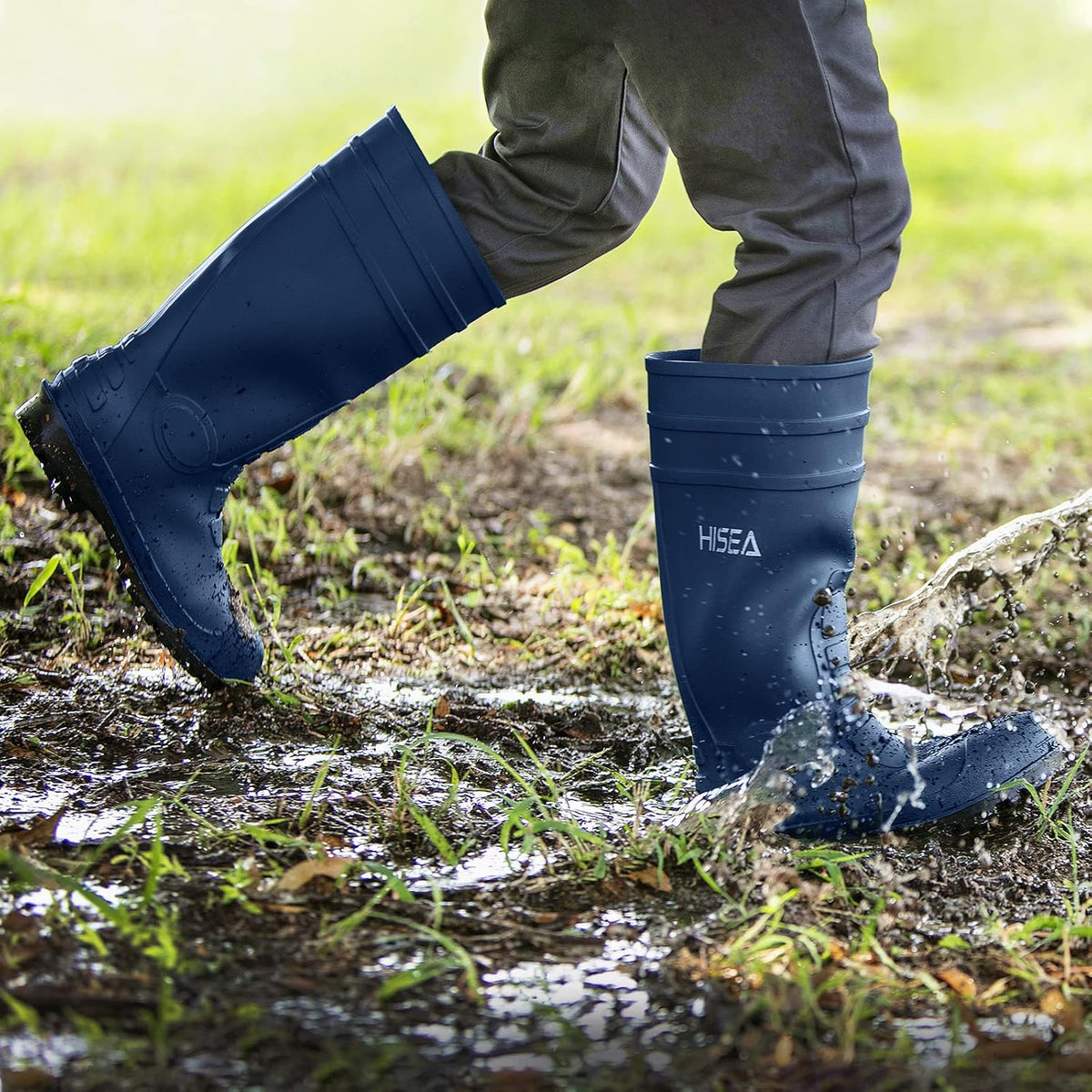 Men'S Steel-Toe Rain Boots, Rubber Boots Waterproof Slip Resistant