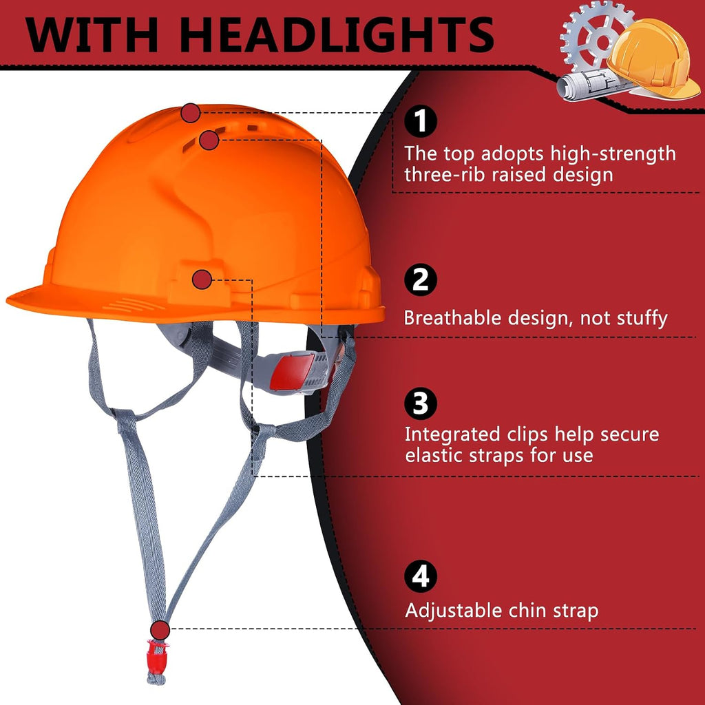 20 Pack Hard Hat Bulk 4-Point ABS Safety Helmets Adjustable