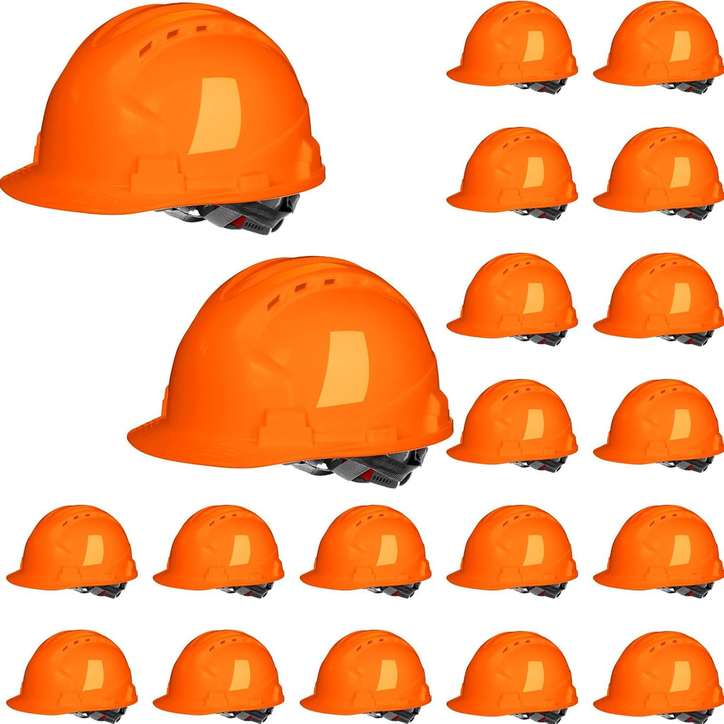 20 Pack Hard Hat Bulk 4-Point ABS Safety Helmets Adjustable