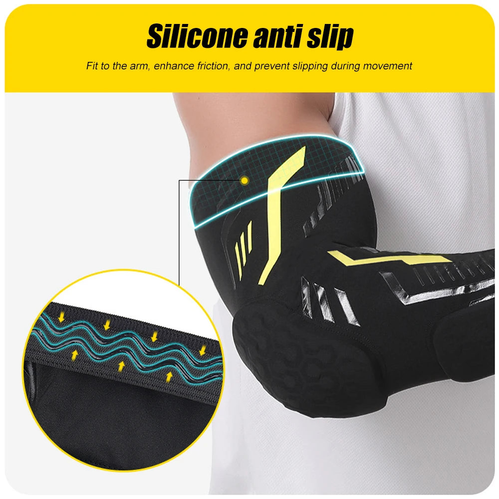 Anti-Collision Arm Sleeve Protective Compression with Elbow Honeycomb Pad for Youth & Adult Sport Basketball Football Volleyball