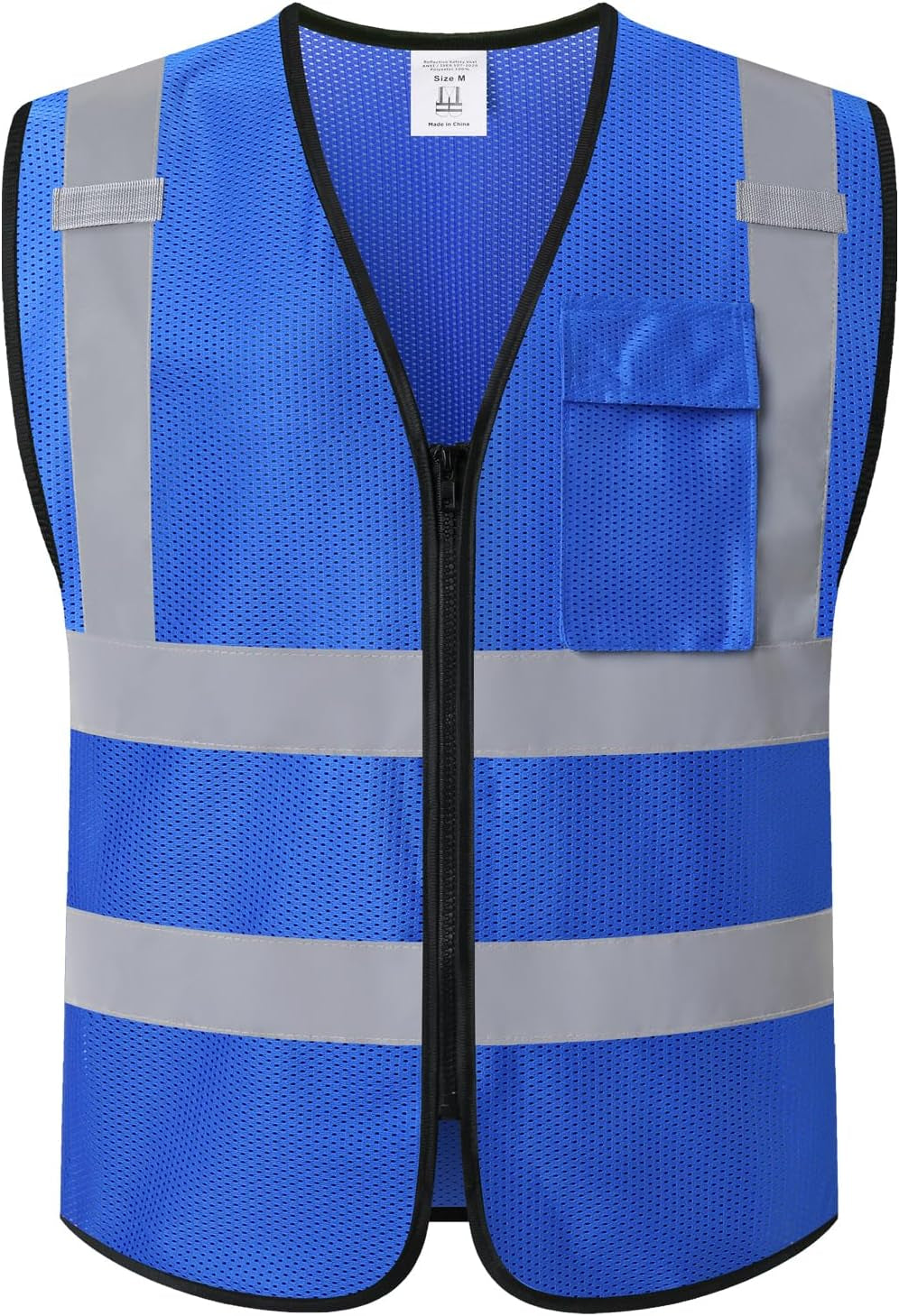 High Visibility Reflective Safety Vest for Men and Women - KZ179 Blue XX-Large with Practical Chest Pocket and Breathable Mesh Design