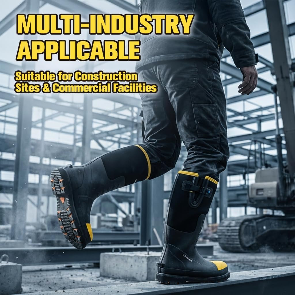 Ultimate Steel Toe Rubber Boots for Men - Waterproof, Anti-Slip, and Durable for Work, Hunting, and Farming - Available in Sizes 6-14