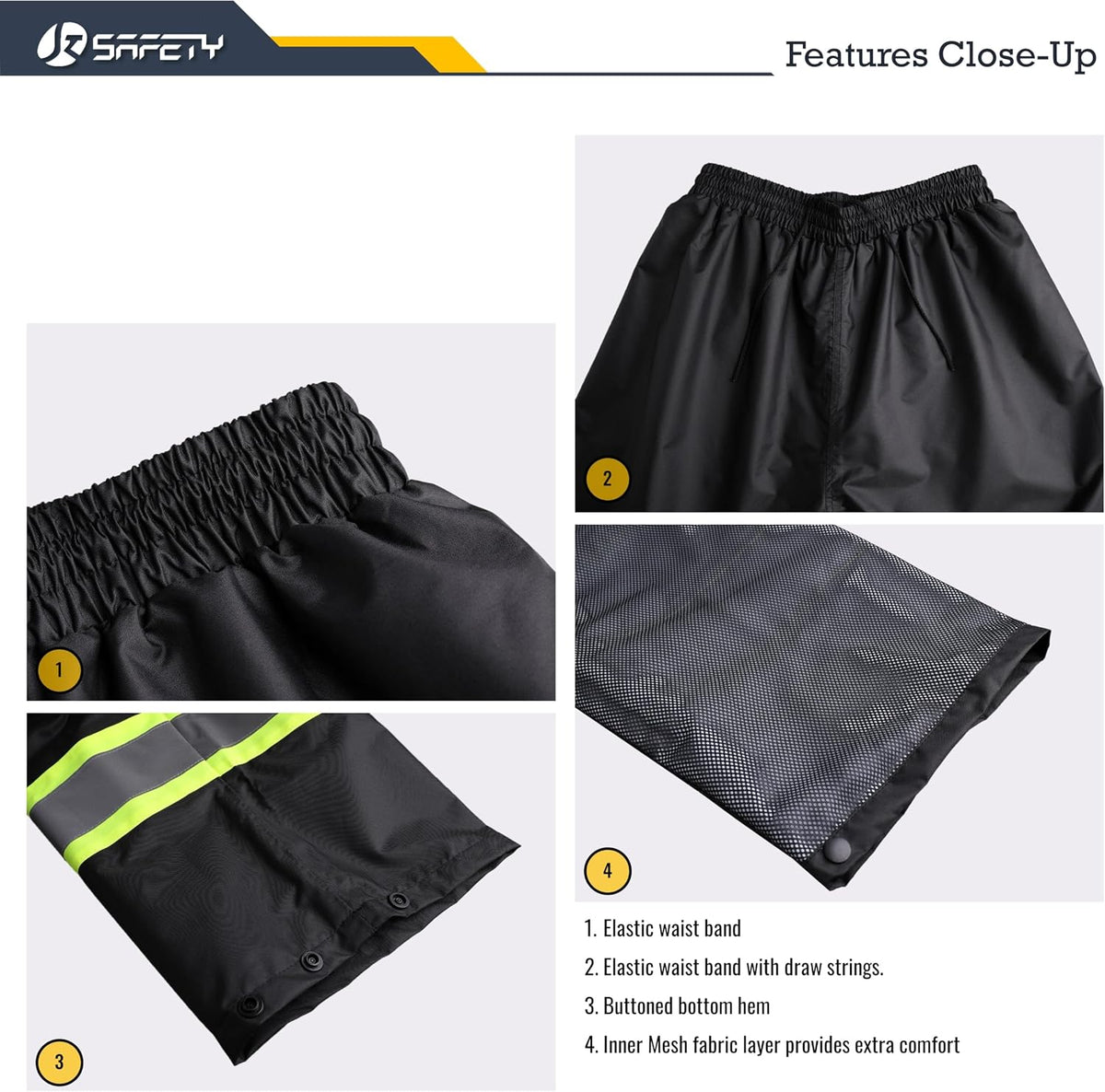 Stay Dry and Visible: Hi-Vis Waterproof Rain Jacket for Men and Women in Black - XL