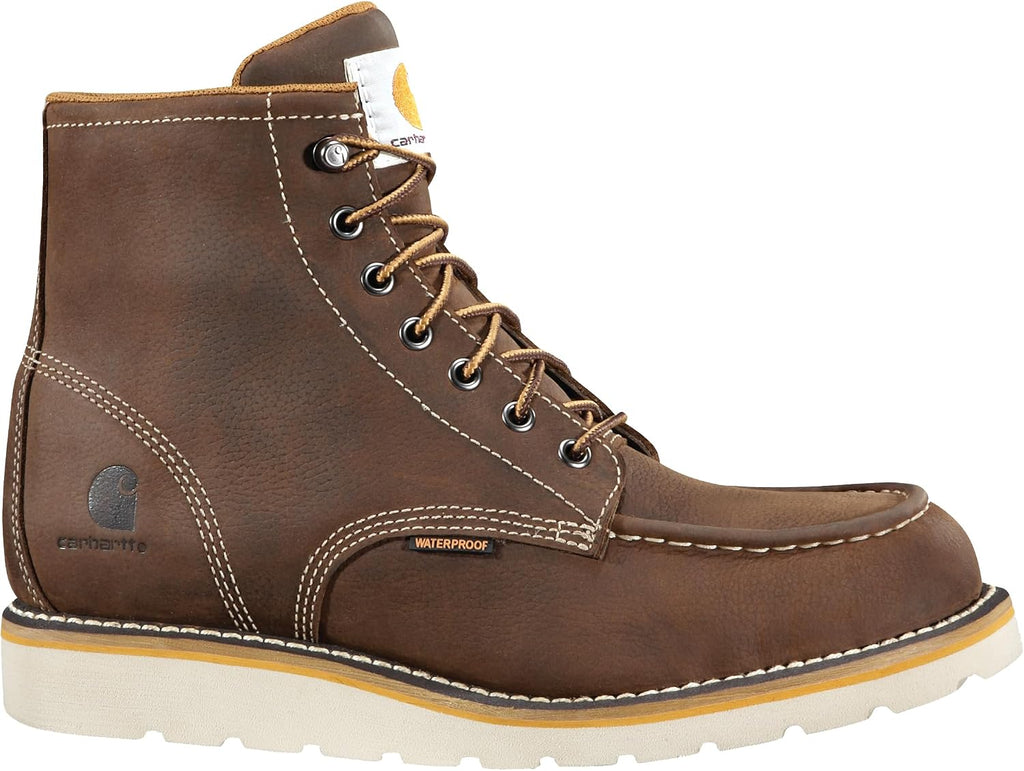 Men's 6" Moc Toe Waterproof Work Boots - Durable Oil-Tanned Leather with FastDry Lining for All-Day Comfort and Slip-Resistant Traction