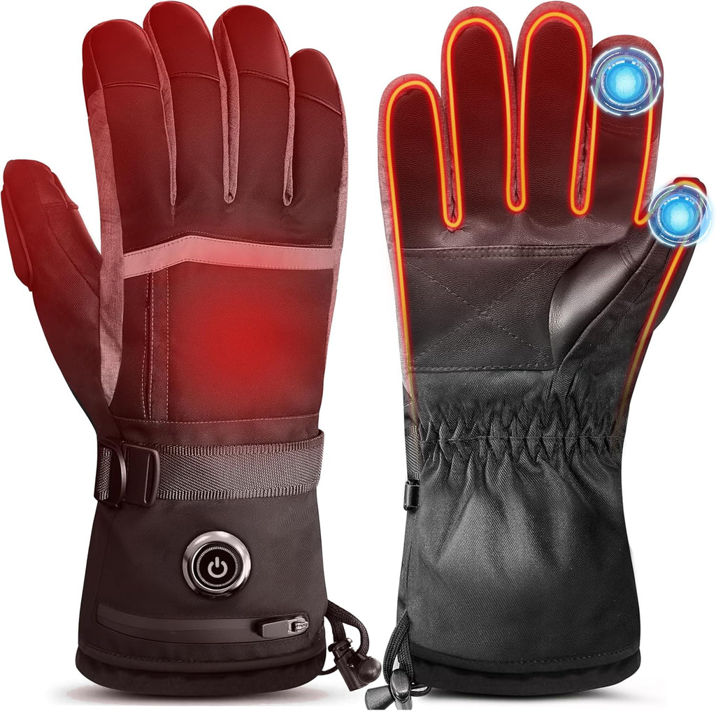 Heated Gloves for Men Hand Warmers Rechargeable with 7 Hours Heating 3 Levels Temperature Control Waterproof Touchscreen Heated Gloves for Cycling Climbing Winter Warmth Keeping(Black, L)