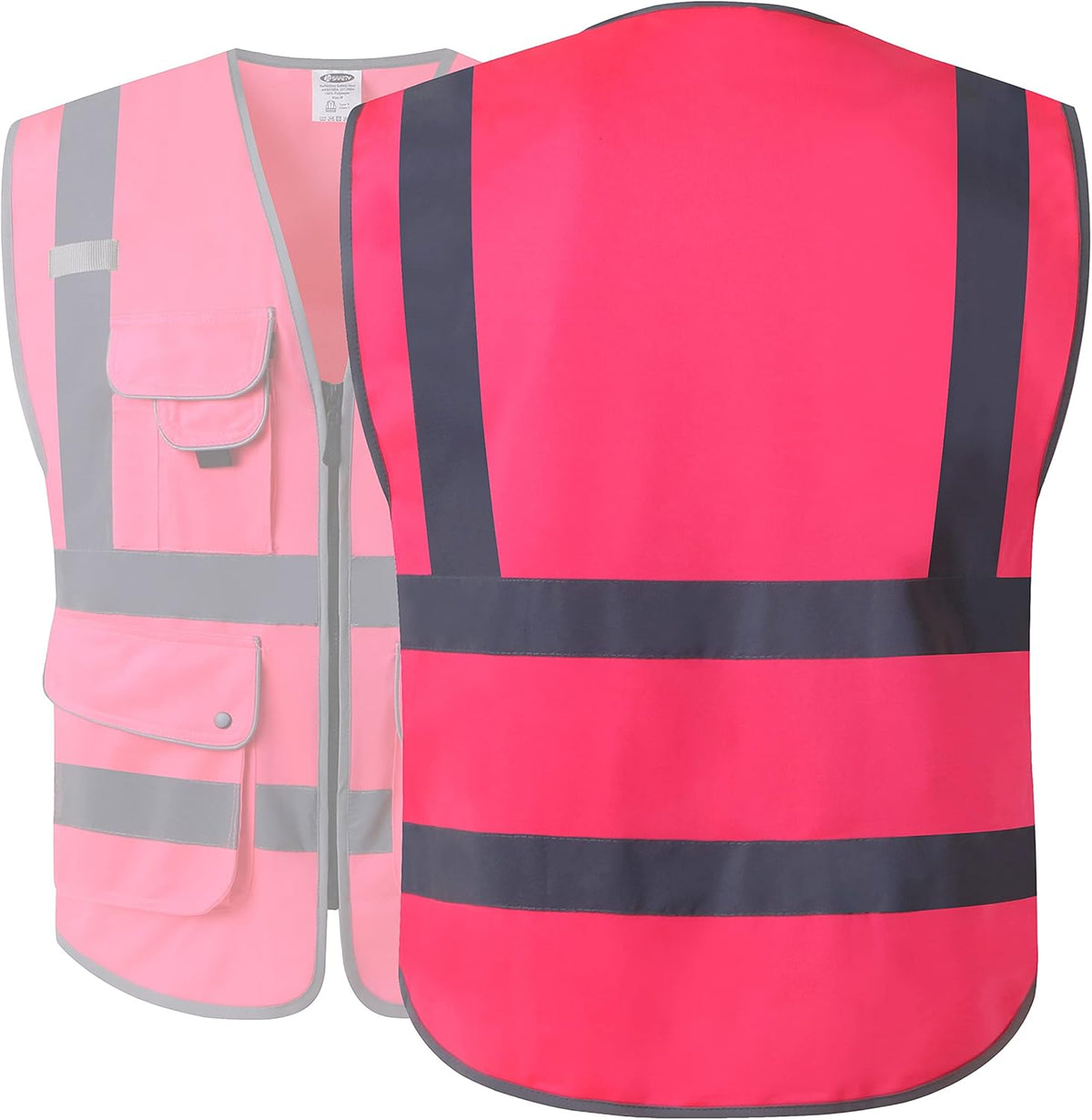 Safety Vest for Men Women Reflective Hi Vis JK150 Pink L