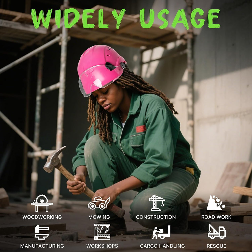 Construction Hard Hat with Visor and Chin Strap for Men,Ansi Z89.1