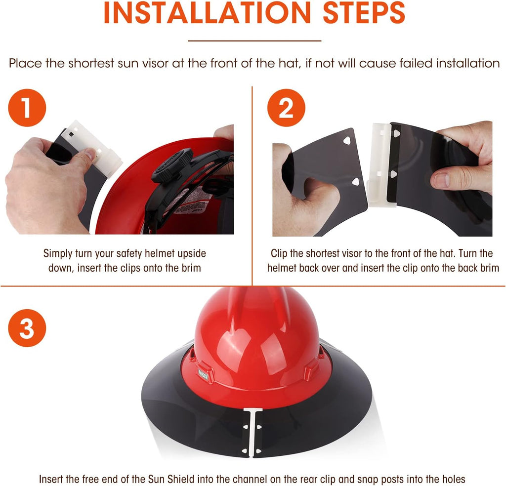 Premium Hard Hat Visor Compatible with MSA V-Gard Full Brim Hard Hat Sun Shade, Hardhat Attachment for Men or Women Working Outside