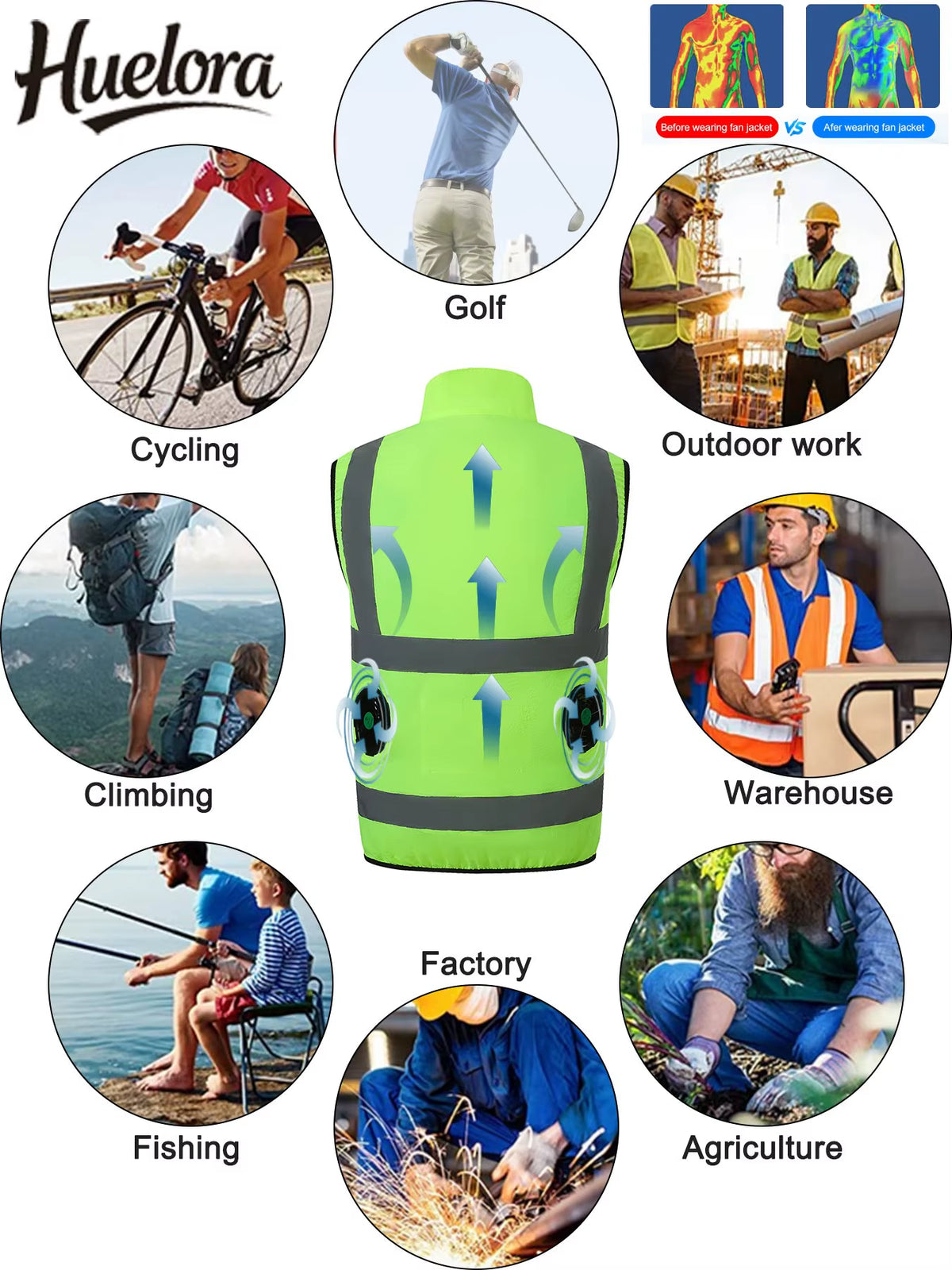 Stay Cool This Summer with Our 5V USB Charging Reflective Cooling Vest - Perfect for Work and Outdoor Adventures!