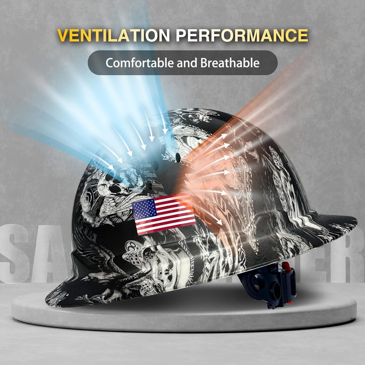 Premium Full Brim Construction Hard Hat with Ventilation - ANSI Certified Safety Helmet in Stylish Carbon Fiber Design
