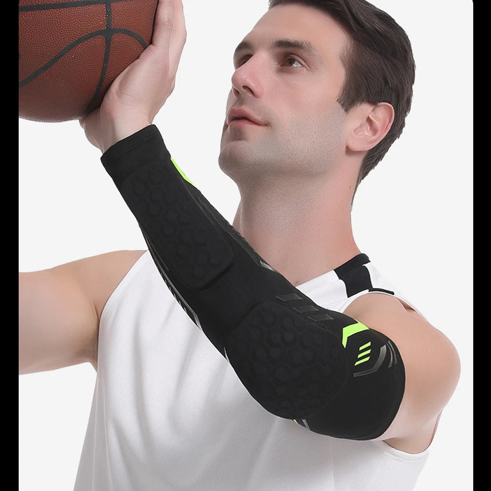 Anti-Collision Arm Sleeve Protective Compression with Elbow Honeycomb Pad for Youth & Adult Sport Basketball Football Volleyball