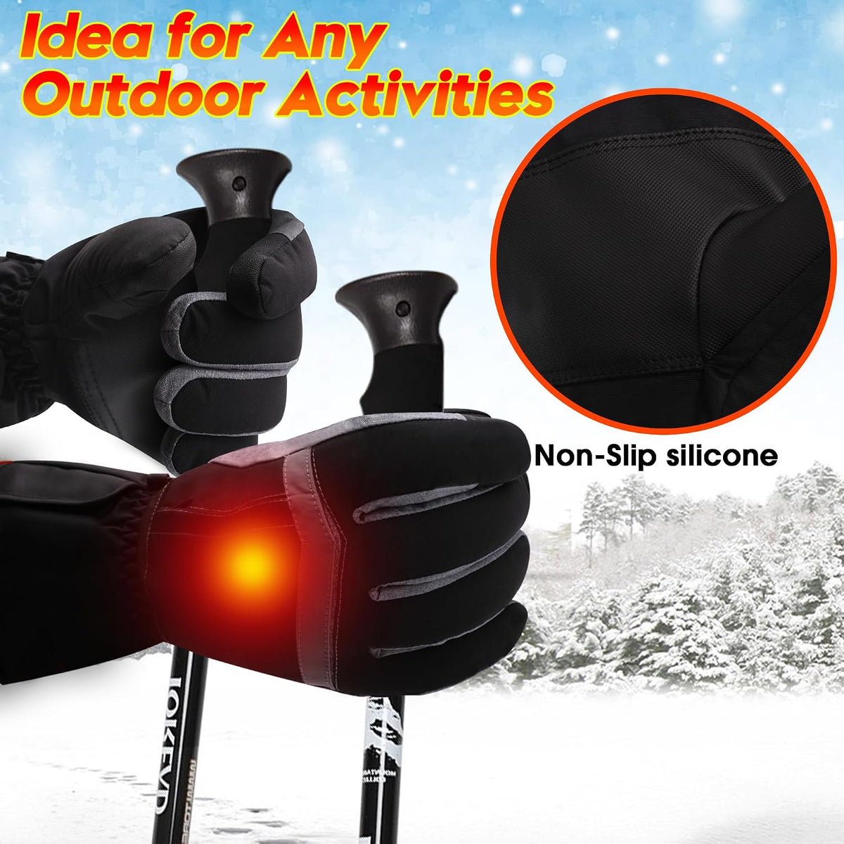 Women Heated Gloves Winter Waterproof Touchscreen Hand Warmers Insulated Ski Men Gloves Perfect for Freezer Work Cycling Walking Running Outdoor Activities(M Size)