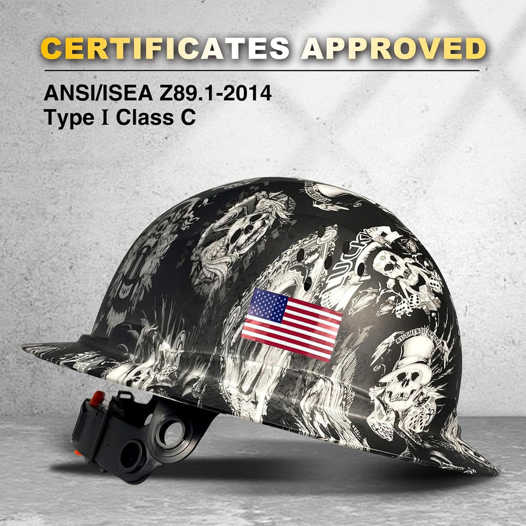 Premium Full Brim Construction Hard Hat with Ventilation - ANSI Certified Safety Helmet in Stylish Carbon Fiber Design