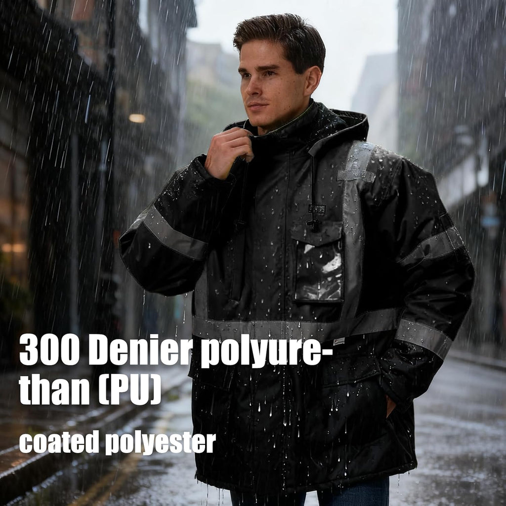 Heated Jacket for Men - 3M Hi Vis Safety Parka, Class 3 High Visibility Jackets, Heated Coat for Men