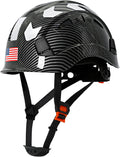 Premium Vented Carbon Fiber Hard Hat - ANSI Z89.1 Type 1 Class C Safety Helmet with 6-Point Suspension, Chin Strap & Reflective Strips for Ultimate Protection in Construction
