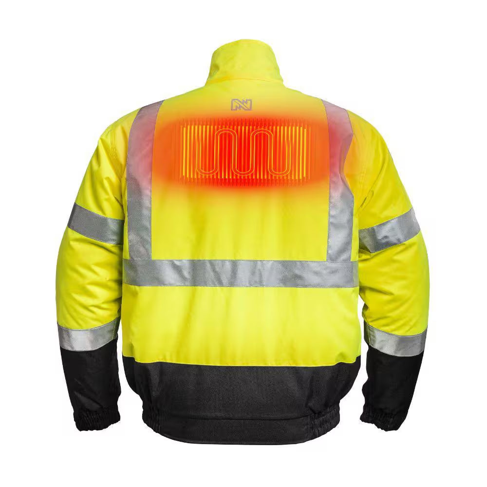 Men'S X-Large Hi-Vis Work Heated Jacket with (1) 7.4-Volt Battery and Charger