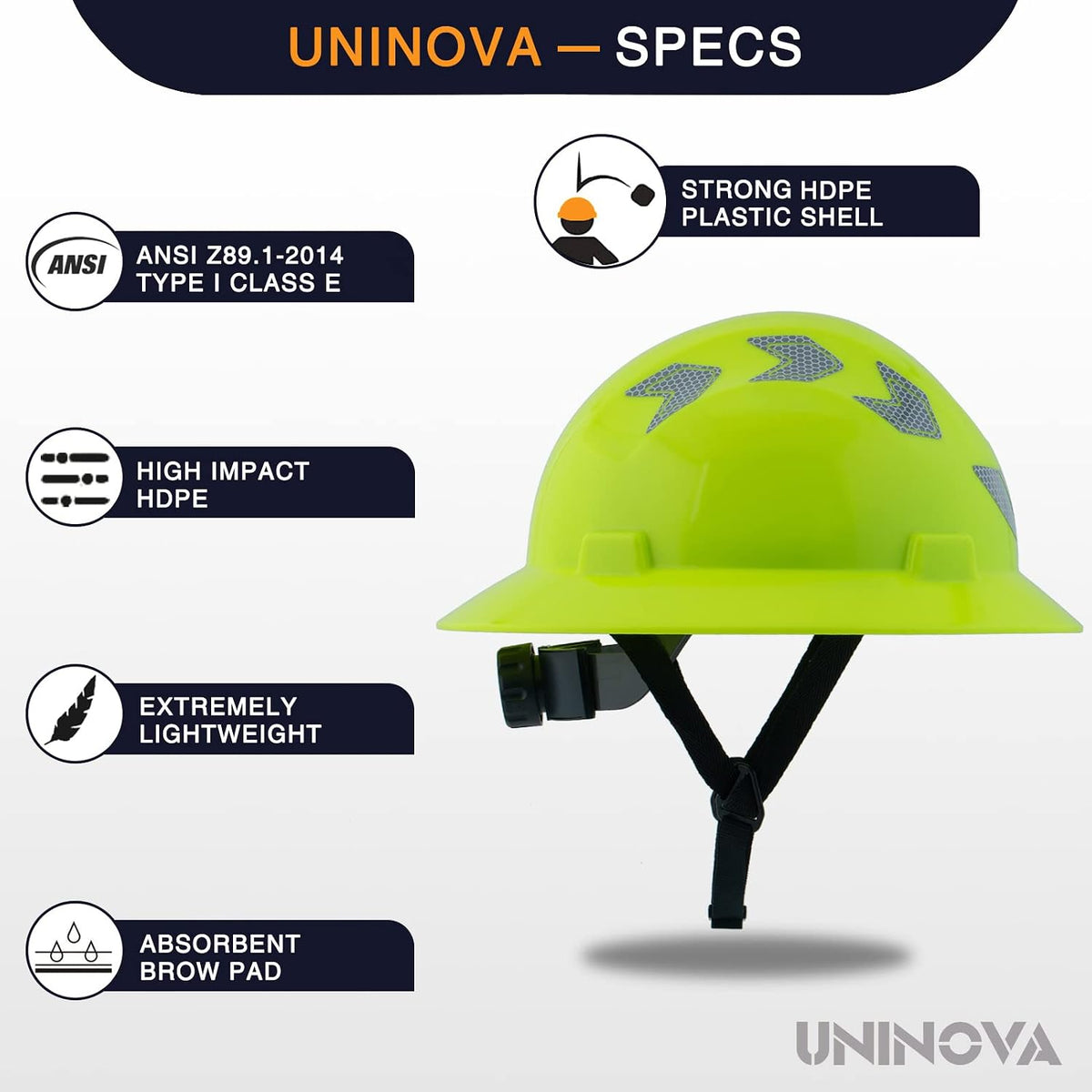 Ultimate Protection with the Full Brim Hard Hat Safety Helmet - Electrical Class E, ANSI Z89.1 Approved for Construction and Work Safety