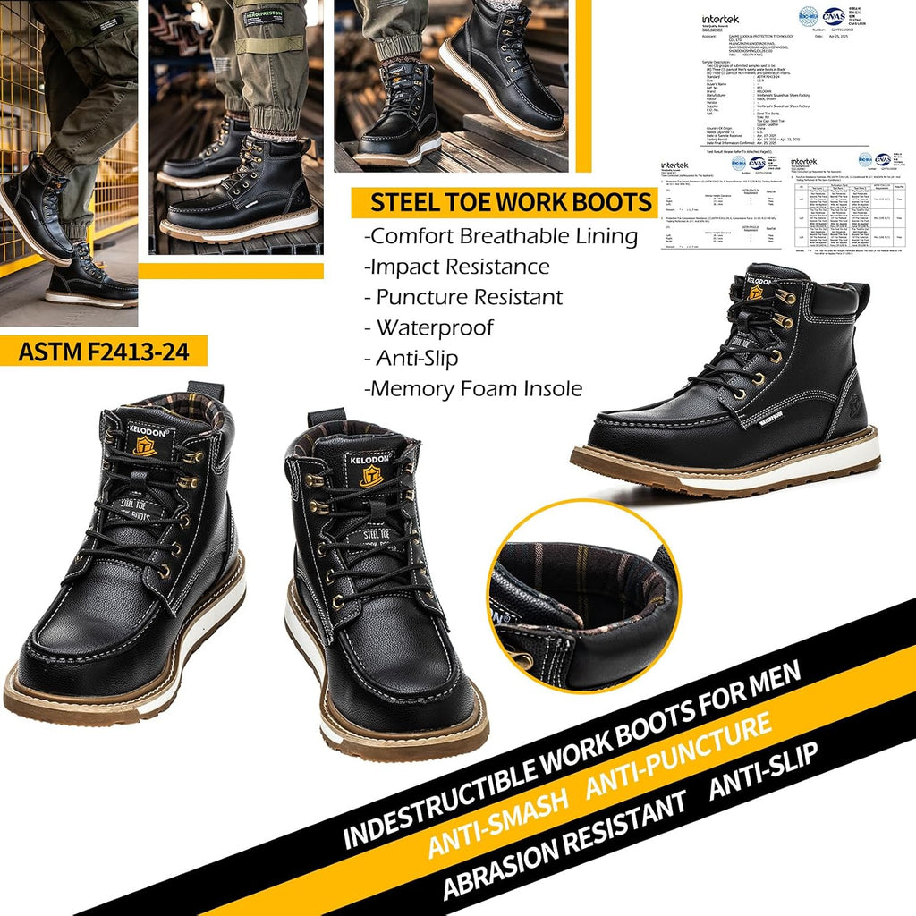 Waterproof Steel Toe Boots for Men Safety Work Shoes
