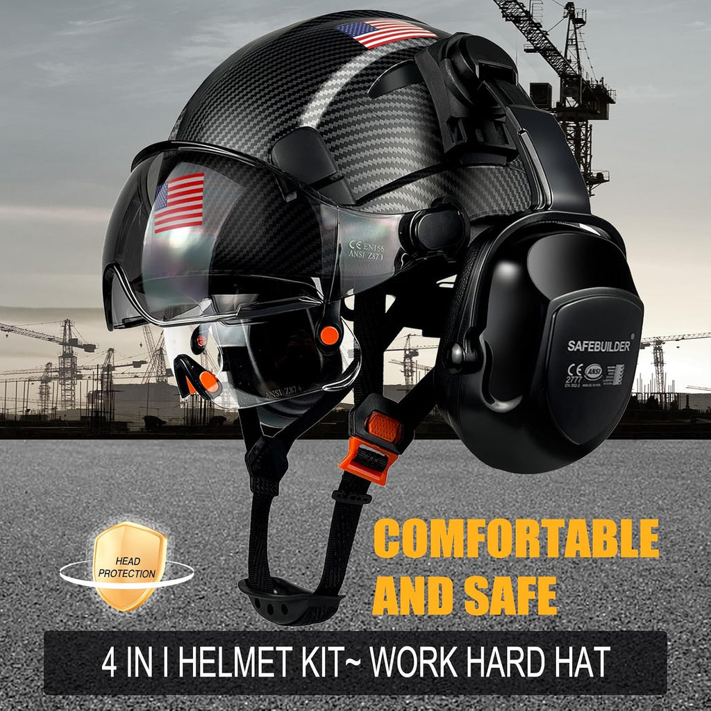 Premium Industrial Safety Helmet with Adjustable Visors and Ear Muffs for Ultimate Head Protection in Construction Work