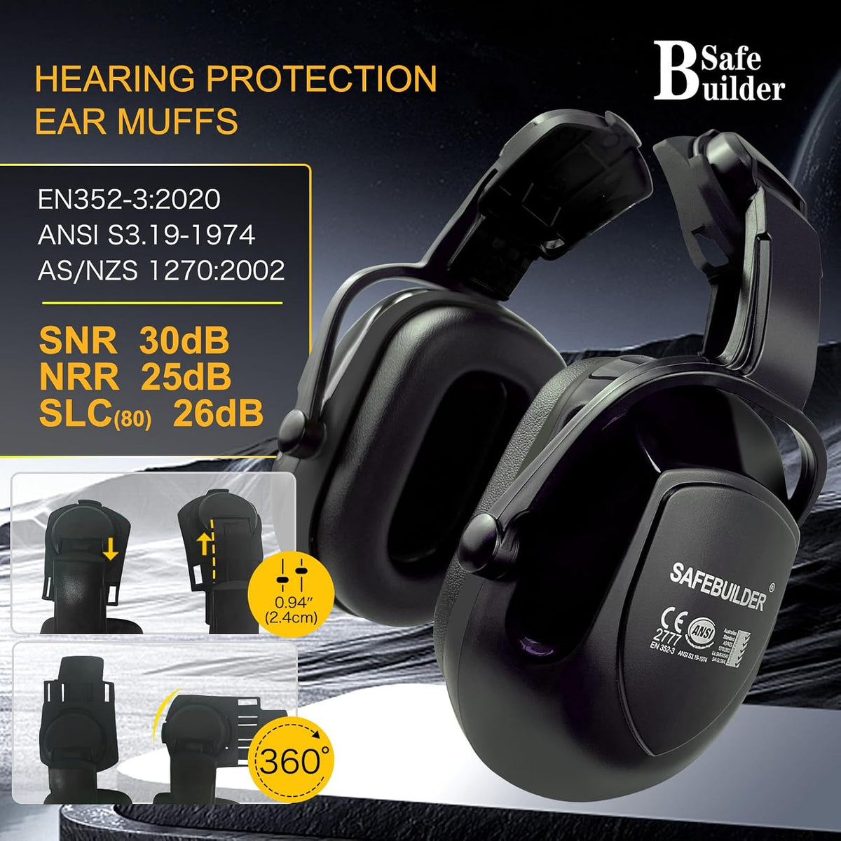 Premium Industrial Safety Helmet with Adjustable Visors and Ear Muffs for Ultimate Head Protection in Construction Work