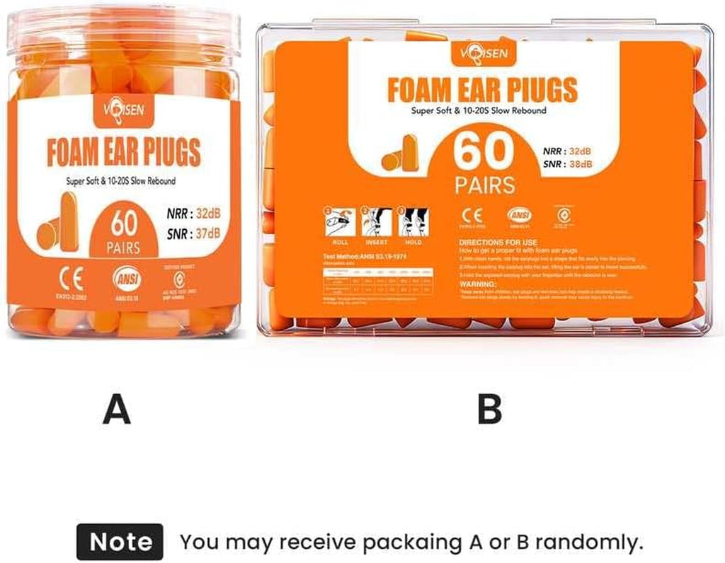 60 Pairs Foam Ear Plugs, Ear Plugs for Sleeping Noise Cancelling