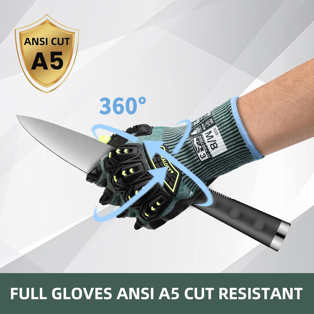Safety Work Gloves for Men Women,Level 3 Impact Gloves with TPR