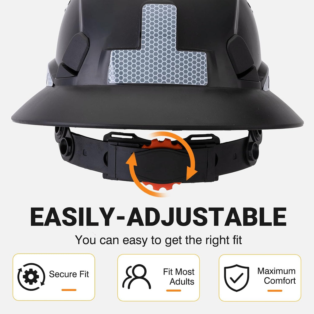 Premium Full Brim Hard Hat - OSHA Approved Construction Helmet with Adjustable Vents for Ultimate Comfort and Safety