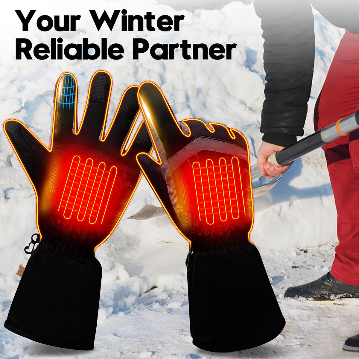 Women Heated Gloves Winter Waterproof Touchscreen Hand Warmers Insulated Ski Men Gloves Perfect for Freezer Work Cycling Walking Running Outdoor Activities(M Size)