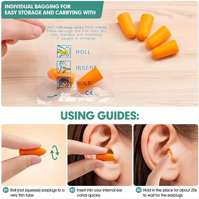 30/60/100PCS Noise Cancelling Ear Plugs Reusable Noise Reduction Protection Sound Insulation Ear Plugs for Sleep Study Work