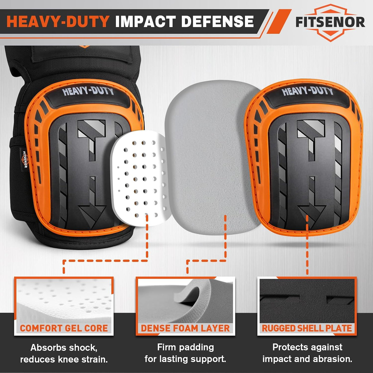 Knee Pads for Men, Gel Construction Knee Pads for Women, Orange
