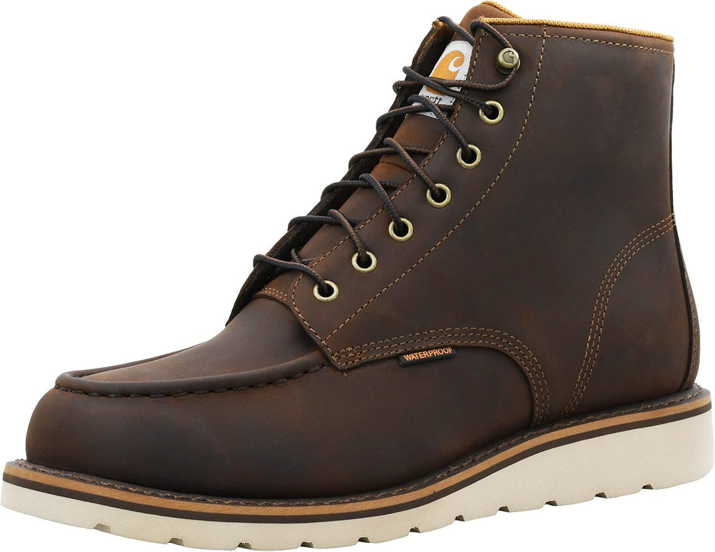 Men's 6" Moc Toe Waterproof Work Boots - Durable Oil-Tanned Leather with FastDry Lining for Ultimate Comfort and Traction