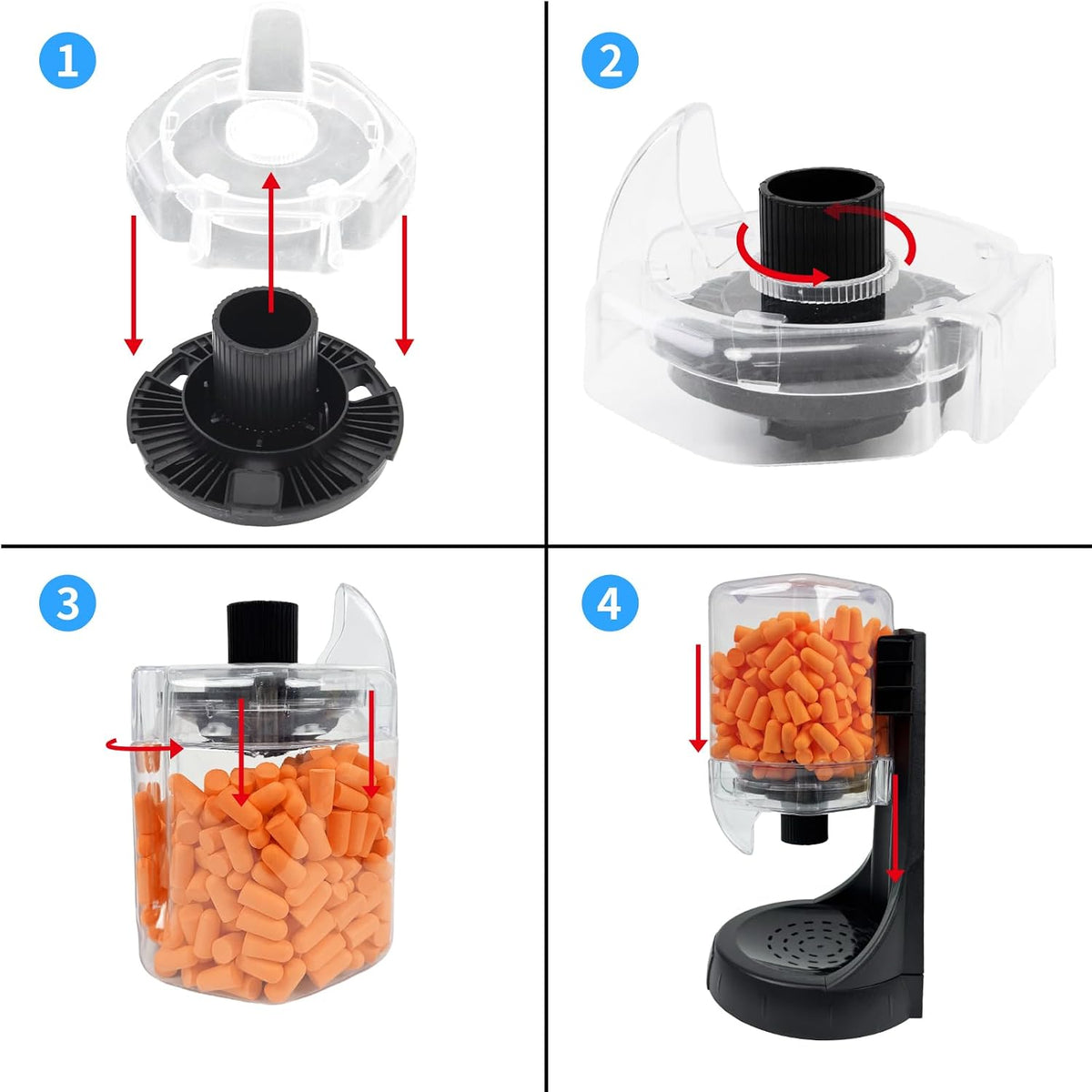Earplug Dispenser, 500 Pcs, NRR 33Db, Wall Mount, Orange