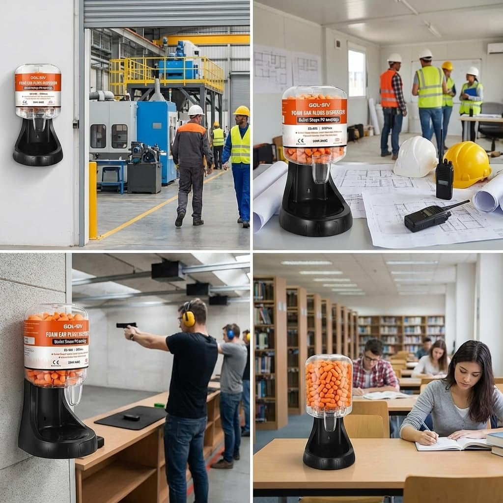 Earplug Dispenser, 500 Pcs, NRR 33Db, Wall Mount, Orange