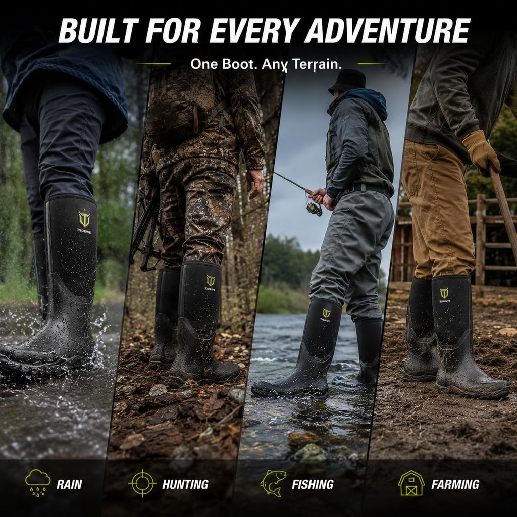 Men's Waterproof Rubber Boots with Steel Shank - Ultimate Comfort for Rainy Days and Outdoor Adventures
