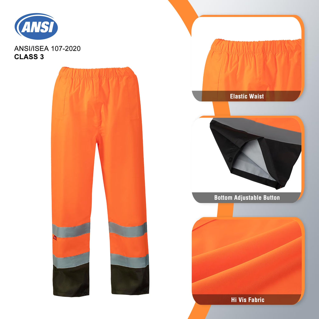 Stay Visible and Dry: Hi-Vis Waterproof Rain Jacket and Pants Set for Men and Women - Perfect for Work, Fishing, and Outdoor Adventures in Bright Orange