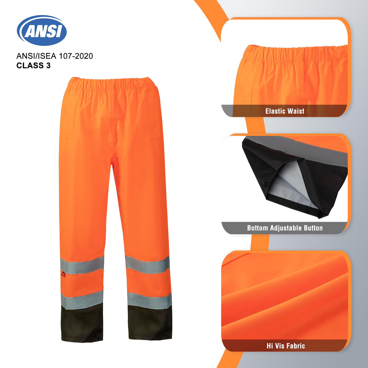 Stay Visible and Dry: Hi-Vis Waterproof Rain Jacket and Pants Set for Men and Women - Perfect for Work, Fishing, and Outdoor Adventures in Bright Orange