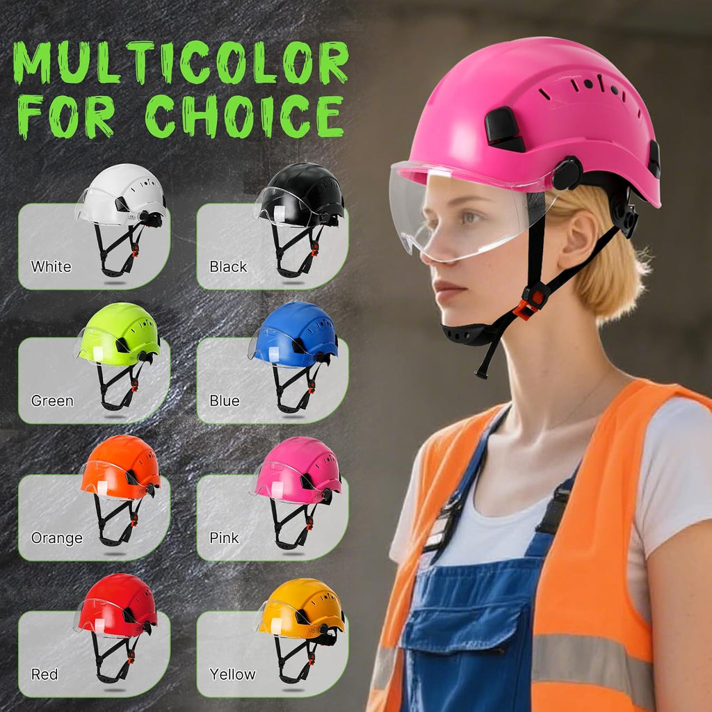 Construction Hard Hat with Visor and Chin Strap for Men,Ansi Z89.1